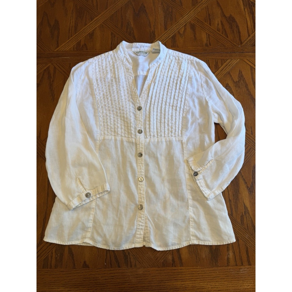 ORVIS Ladies Button Up White Shirt Size 6
